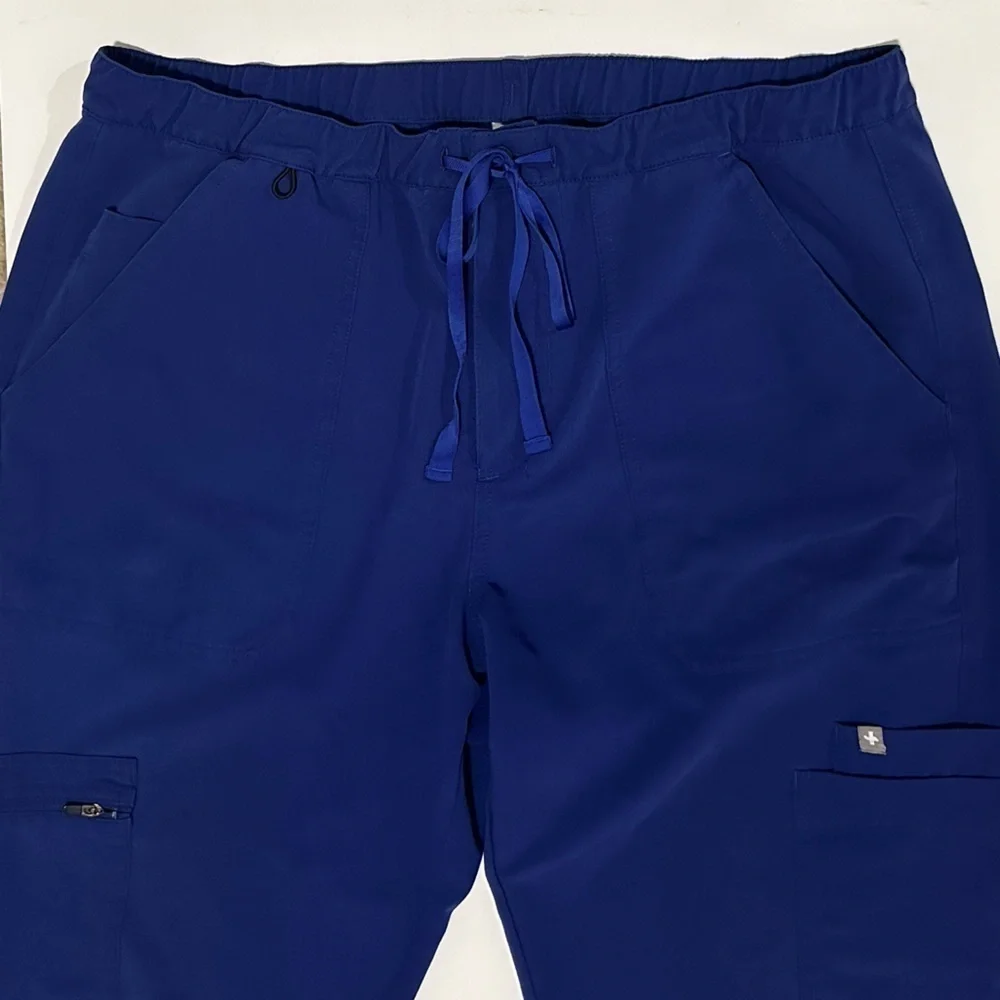 FIGS Cairo Cargo Scrub Pants Navy 9 Pockets Zipper Fly Straight Leg Classic Fit